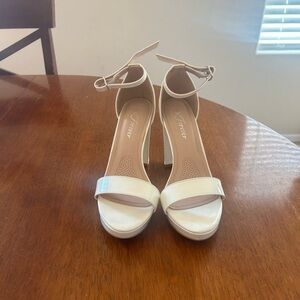 Forever 21 Women's Cream Ankle Strap Heels
